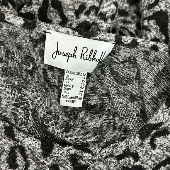 Joseph Ribkoff Leopard Print Asymmetrical Hem Long Sleeve Top Tunic Size 12 - Picture 4 of 6